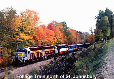 Foliage train in Vermont's Northeast Kingdom